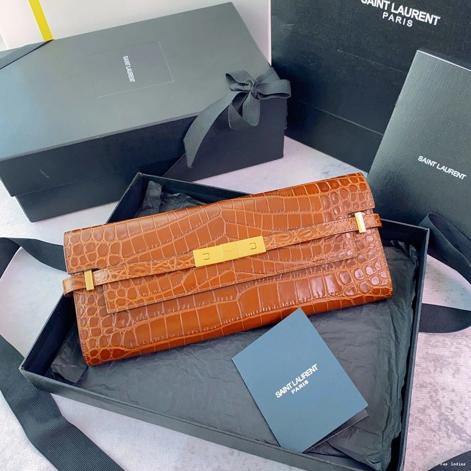 Repladies REP YSL CROCODILE-EMBOSSED MANHATTAN CLUTCH IN LEATHER 0712